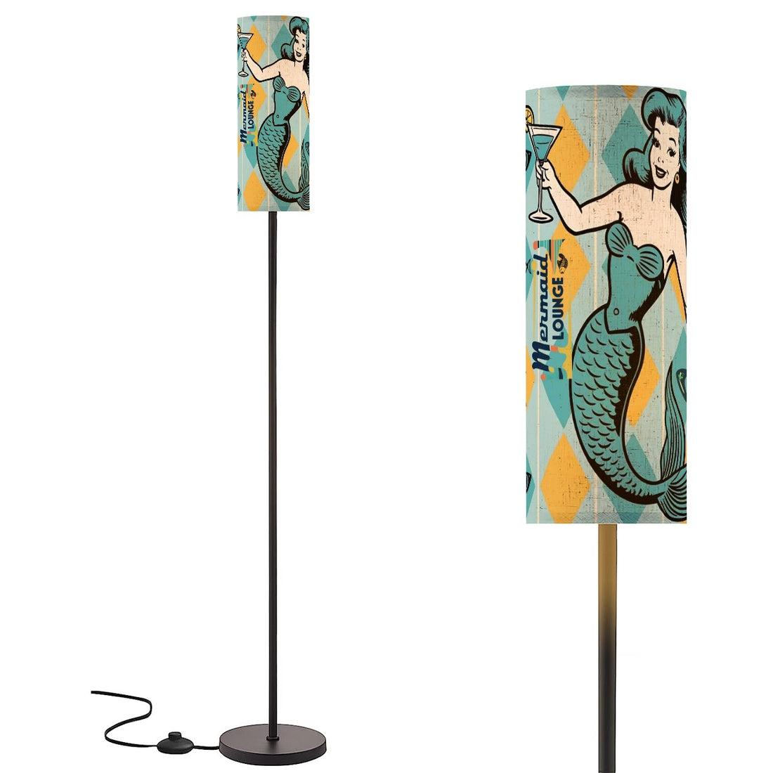 Retro Mermaid 50s Kitsch Mermaid Lounge Mid Century Modern Slim Floor Lamp - Mid Century Modern Gal