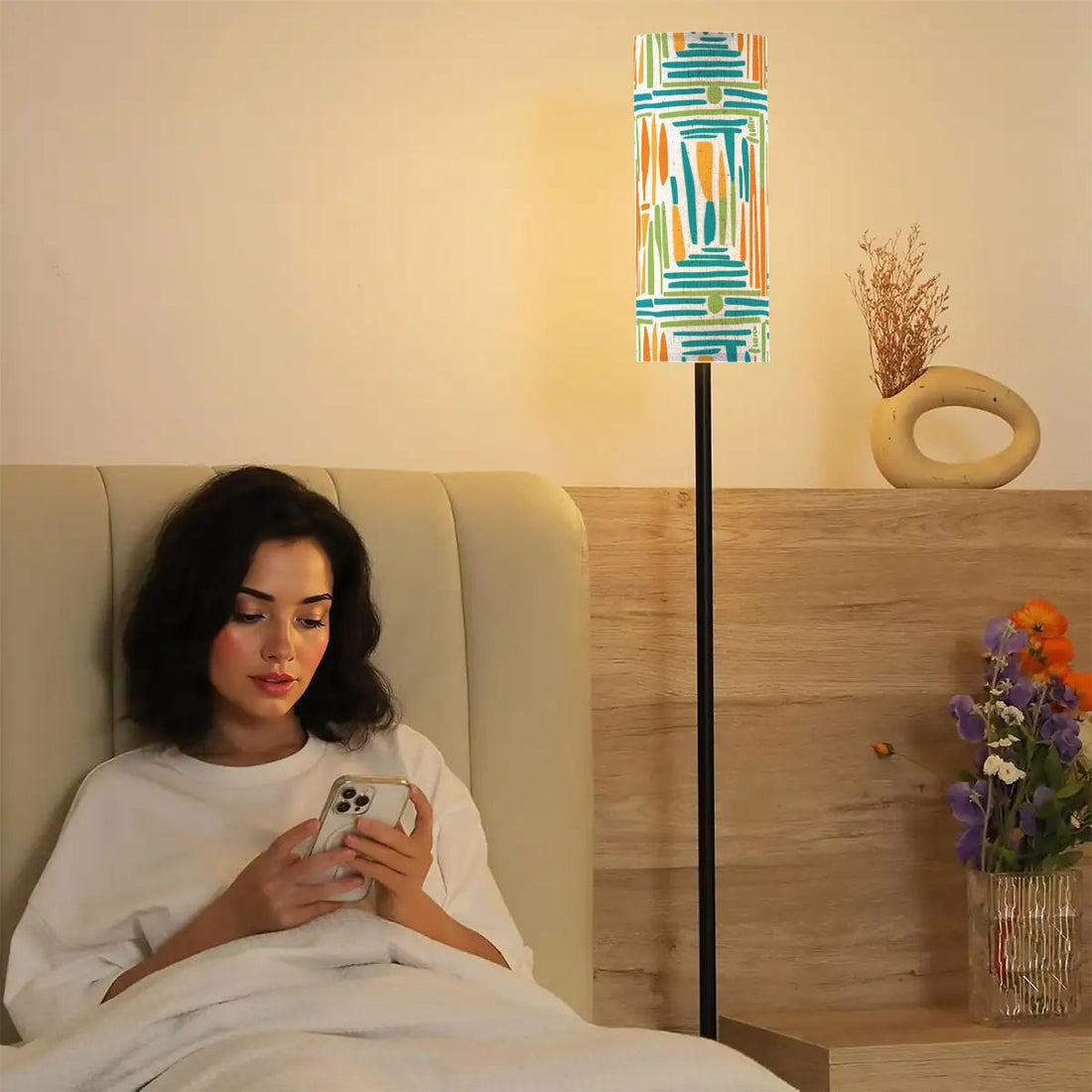 Mid Century Modern Slim Floor Lamp, Color Pop Tiki Inspired MCM Lighting - Mid Century Modern Gal