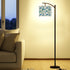 Chinoiserie Botanical Garden Birds, Blue, Green Asian Inspired Modern Arc Floor Lamp - Mid Century Modern Gal