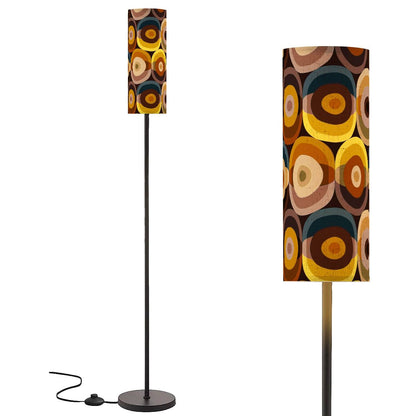 Mid Mod 70s Groovy Orbs, Brown Yellow Beige, Blue, Retro Slim Floor Lamp - Mid Century Modern Gal