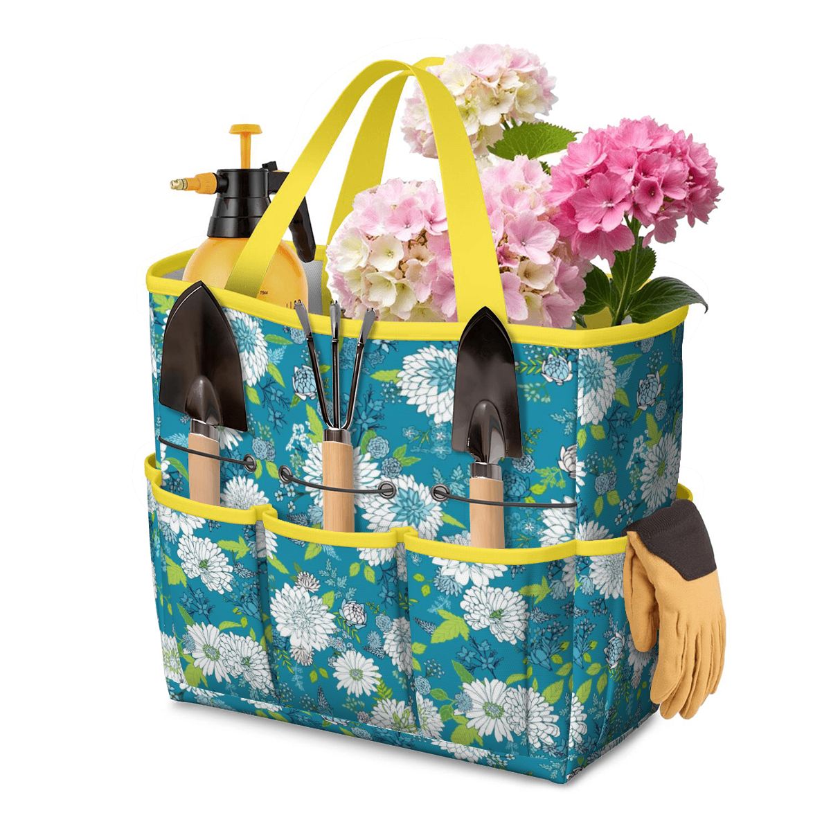 Chinoiserie Floral Teal Green White Elegant Garden Tool Bag - Mid Century Modern Gal