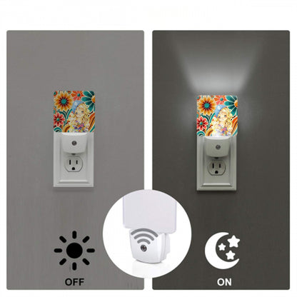 Retro 70s Flower Power Big Eyed Girl LED Night Light Set of 2