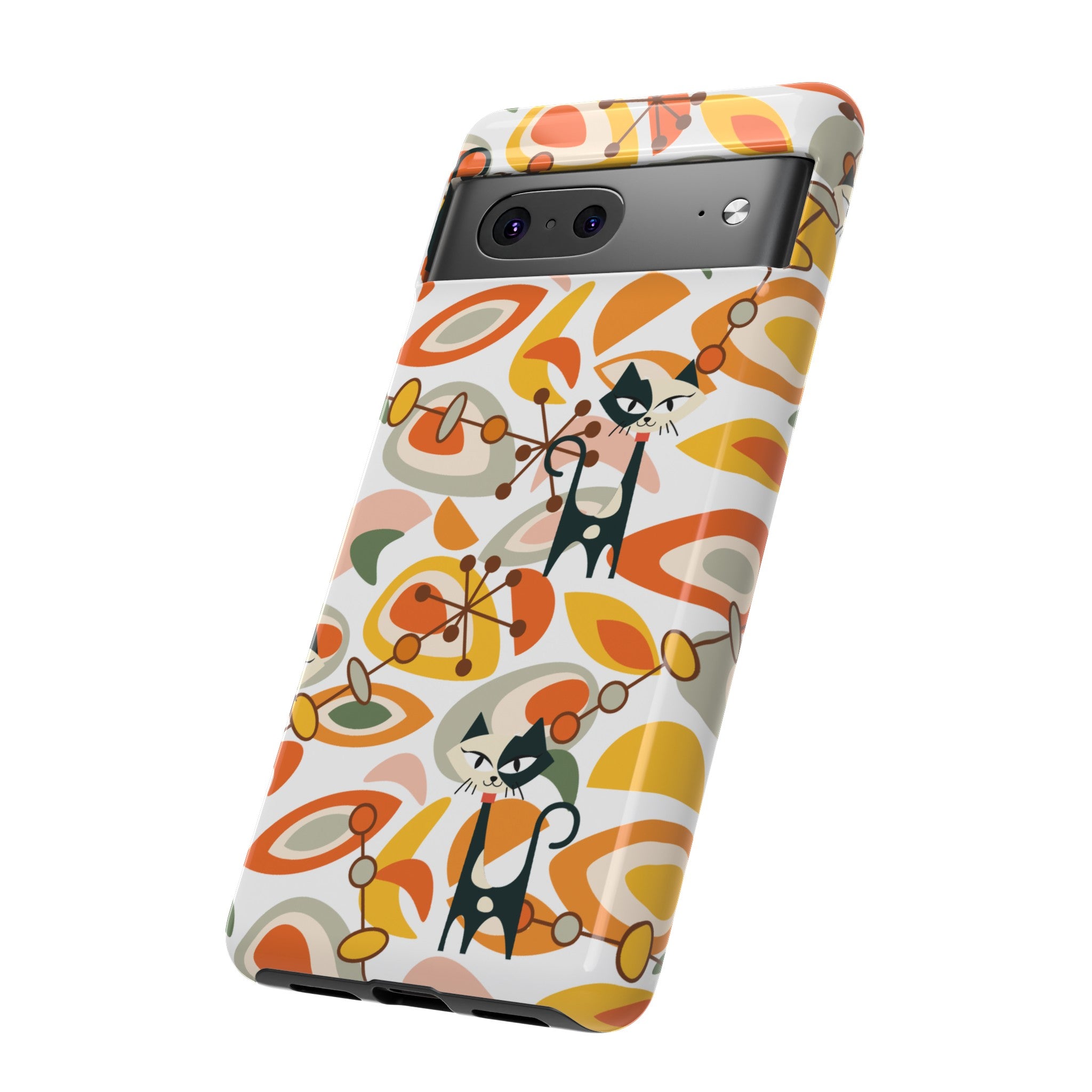 Atomic Cat Mid Mod Orange, Yellow, Groovy Cat Smart Phone Tough Cases