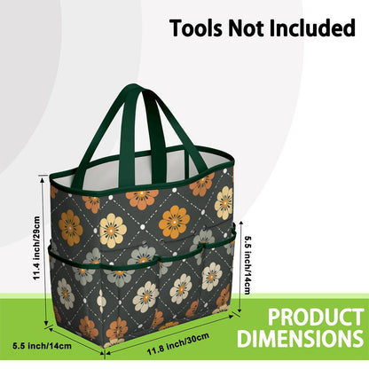 Scandinavian Floral, Mustard Yellow, Gray Mid Century Modern Garden Tool Bag