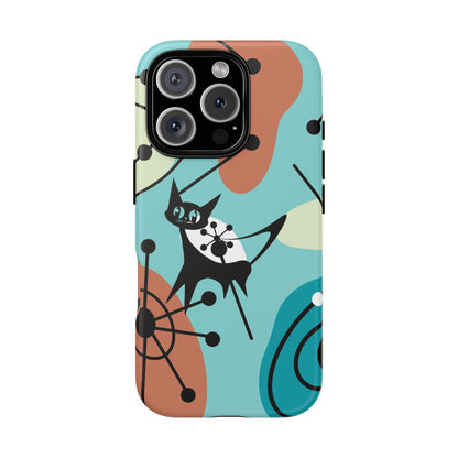 Atomic Kittie, Mid Century Modern Geometric Amoeba Retro Smart PhoneTough Phone