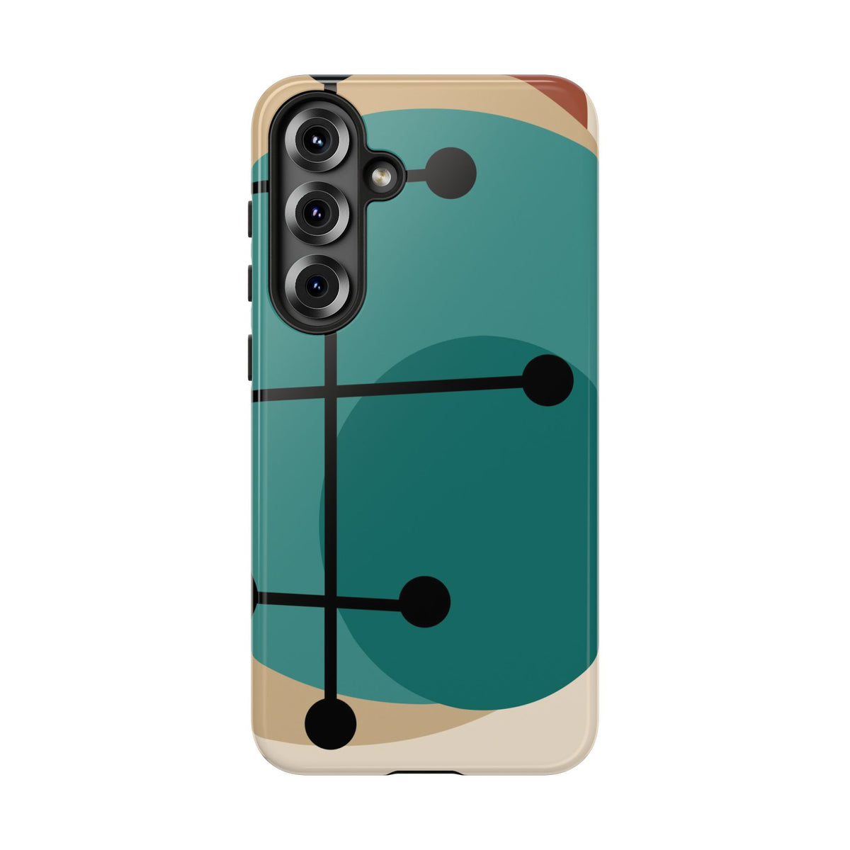 Mid Century Mod, Geometric, Retro Beige Teal Blue, Smart Phones Tough Phone Cases