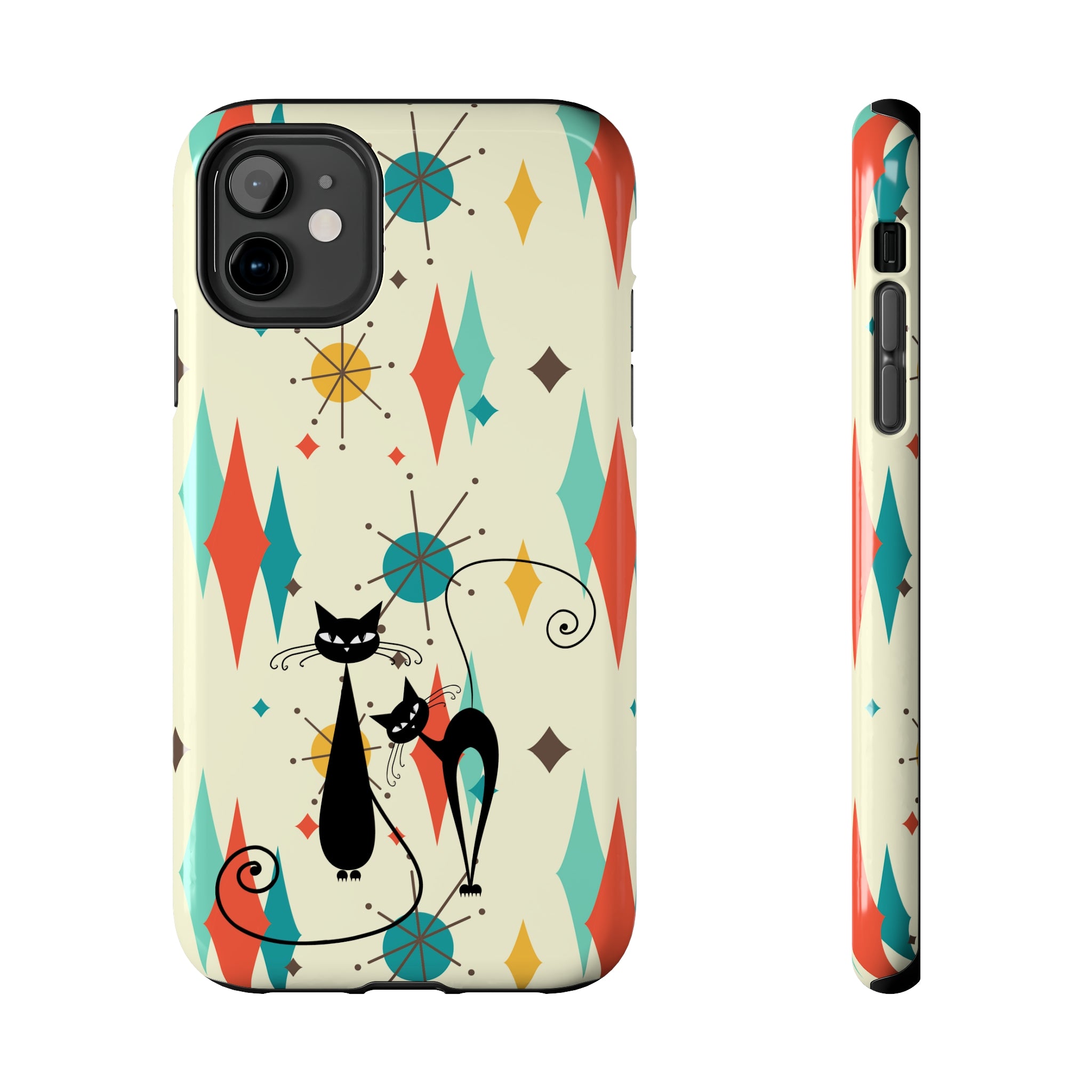 Atomic Kitty Cat, Mid Mod Franciscan Pattern, Kitsch Tough Phone Cases