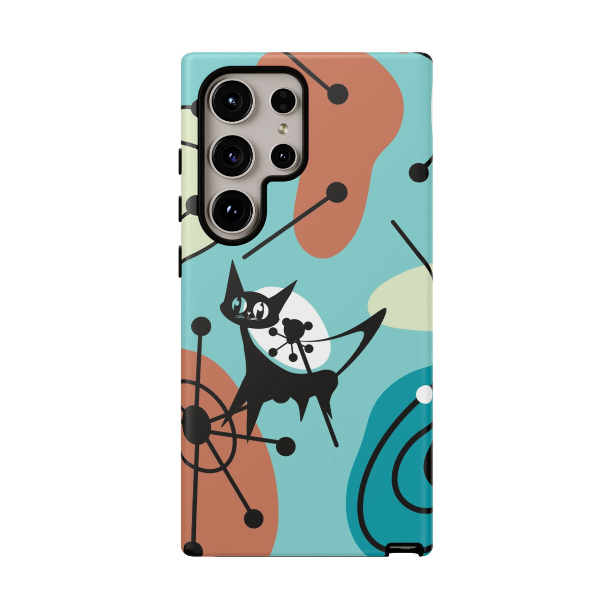 Atomic Kittie, Mid Century Modern Geometric Amoeba Retro Smart PhoneTough Phone