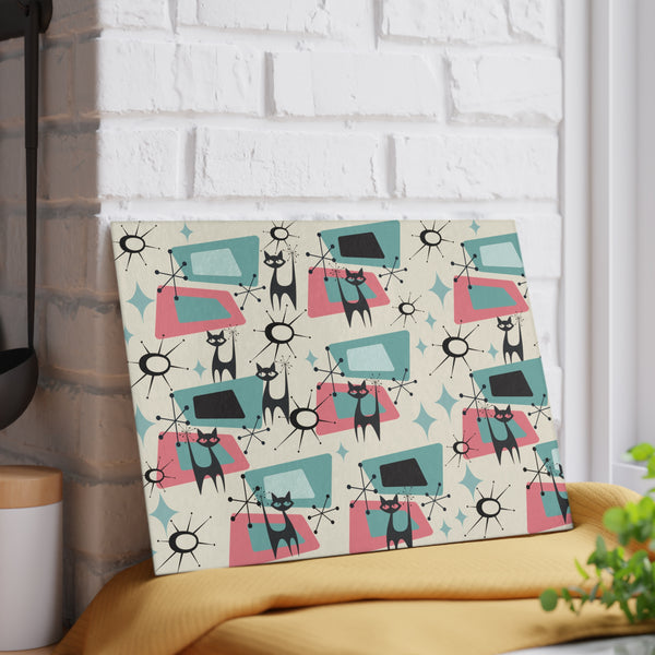 Atomic Space Cat, Cheese Board, Party Glass Cutting Board