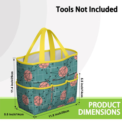Mid Century Modern Atomic Starburst Teal Pink Garden Tool Bag