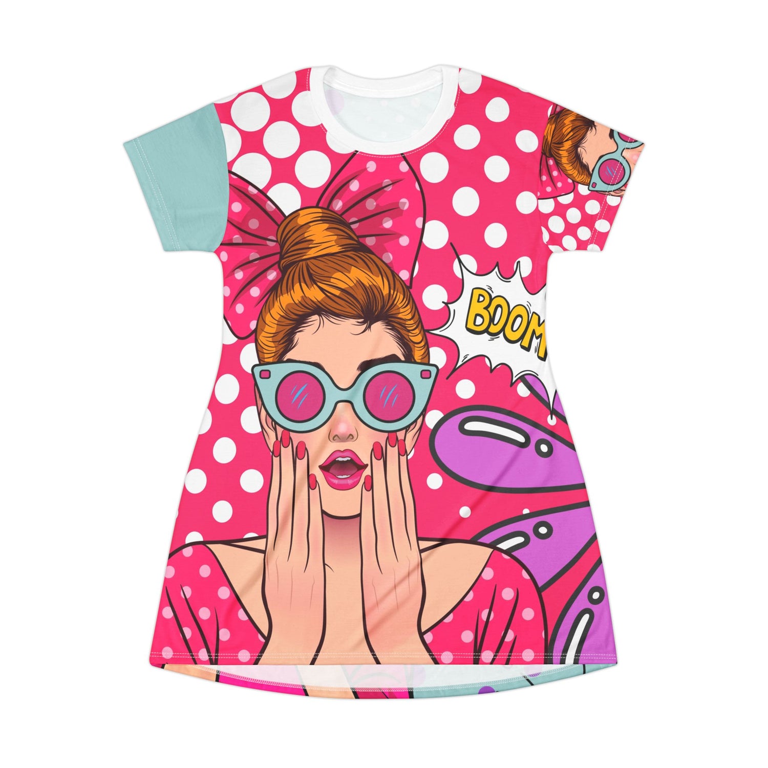 Pop Art Funky Fun Trendy Retro T-Shirt Dress - Mid Century Modern Gal