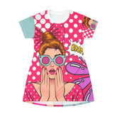 Pop Art Funky Fun Trendy Retro T-Shirt Dress - Mid Century Modern Gal