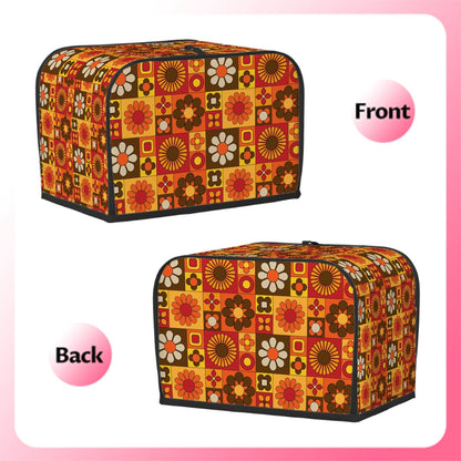 Retro 70s Flower Power Groovy Orange Brown Yellow Floral Mod 2 Slice Toaster Cover - Mid Century Modern Gal