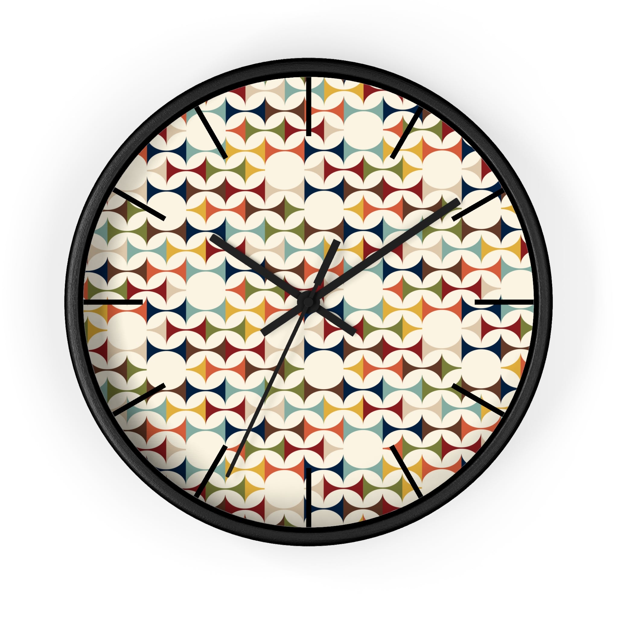 Mid Century Modern Scandinavian Designed, Geometric Retro Colorful Retro Wall Clock