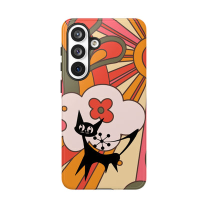 Atomic Cat, Retro Sunburst, Groovy Mod Smart Phone Tough Phone Cases