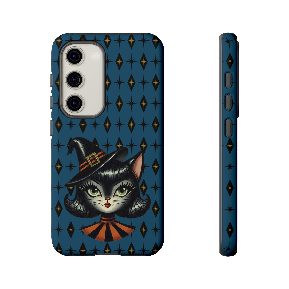 Vintage Halloween Black Cat Sexy Sexton Mid Century Modern Blue Tough Phone Case