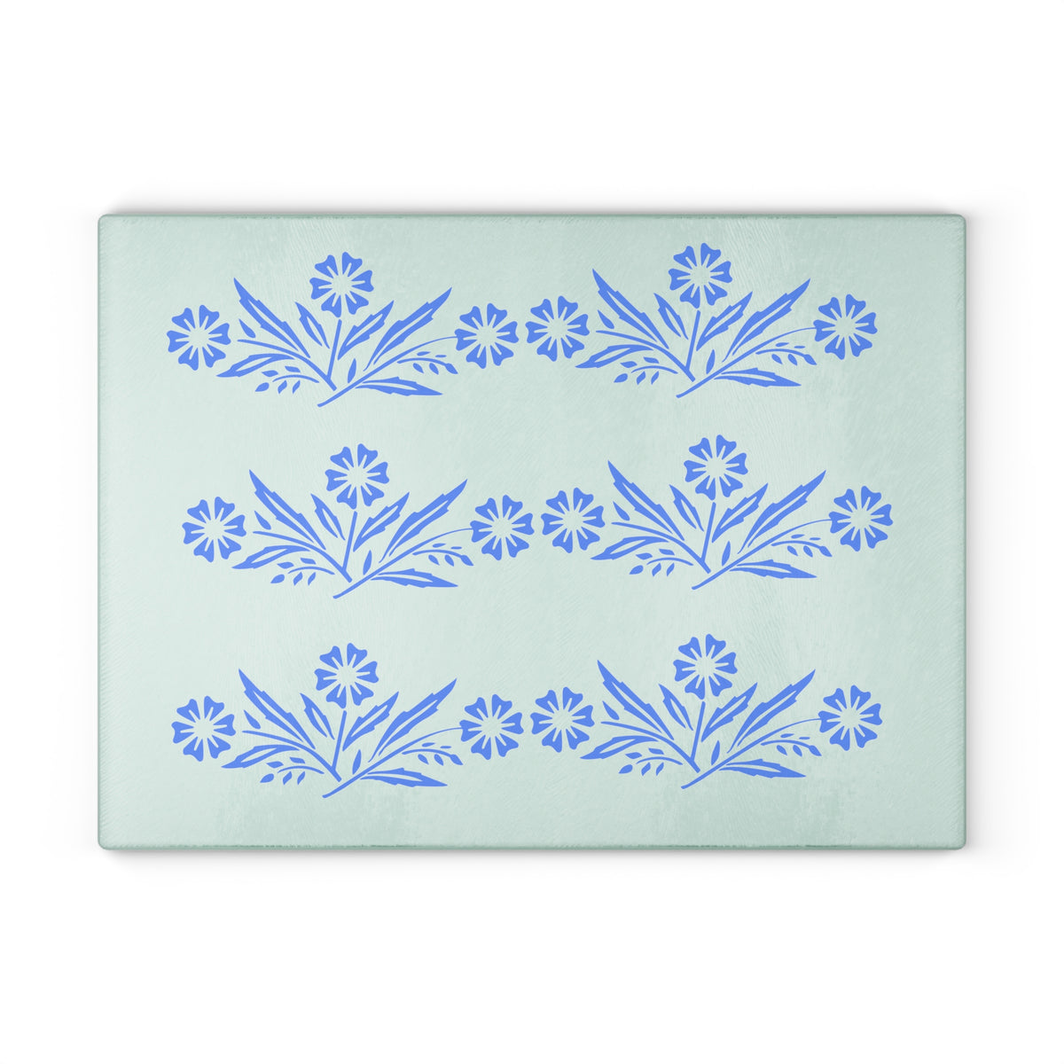 Blue Cornflower Kitschy Kitchen Coriningware Inspired Glass Cutting Board - Mid Century Modern Gal
