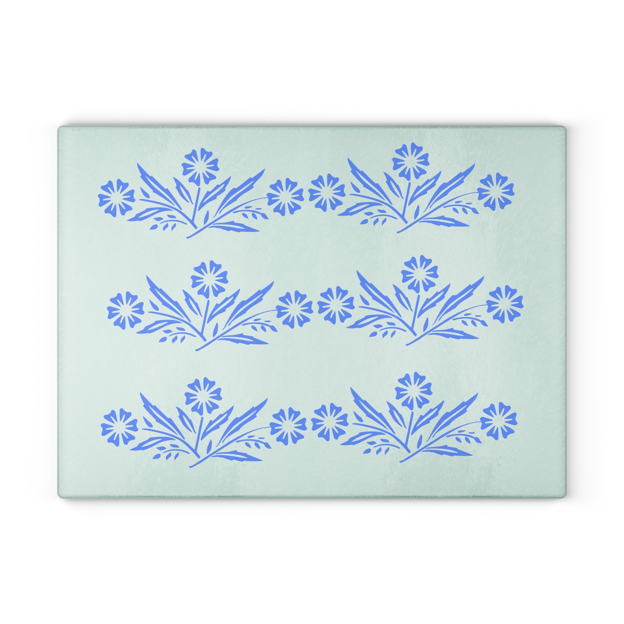 Blue Cornflower Kitschy Kitchen Coriningware Inspired Glass Cutting Board