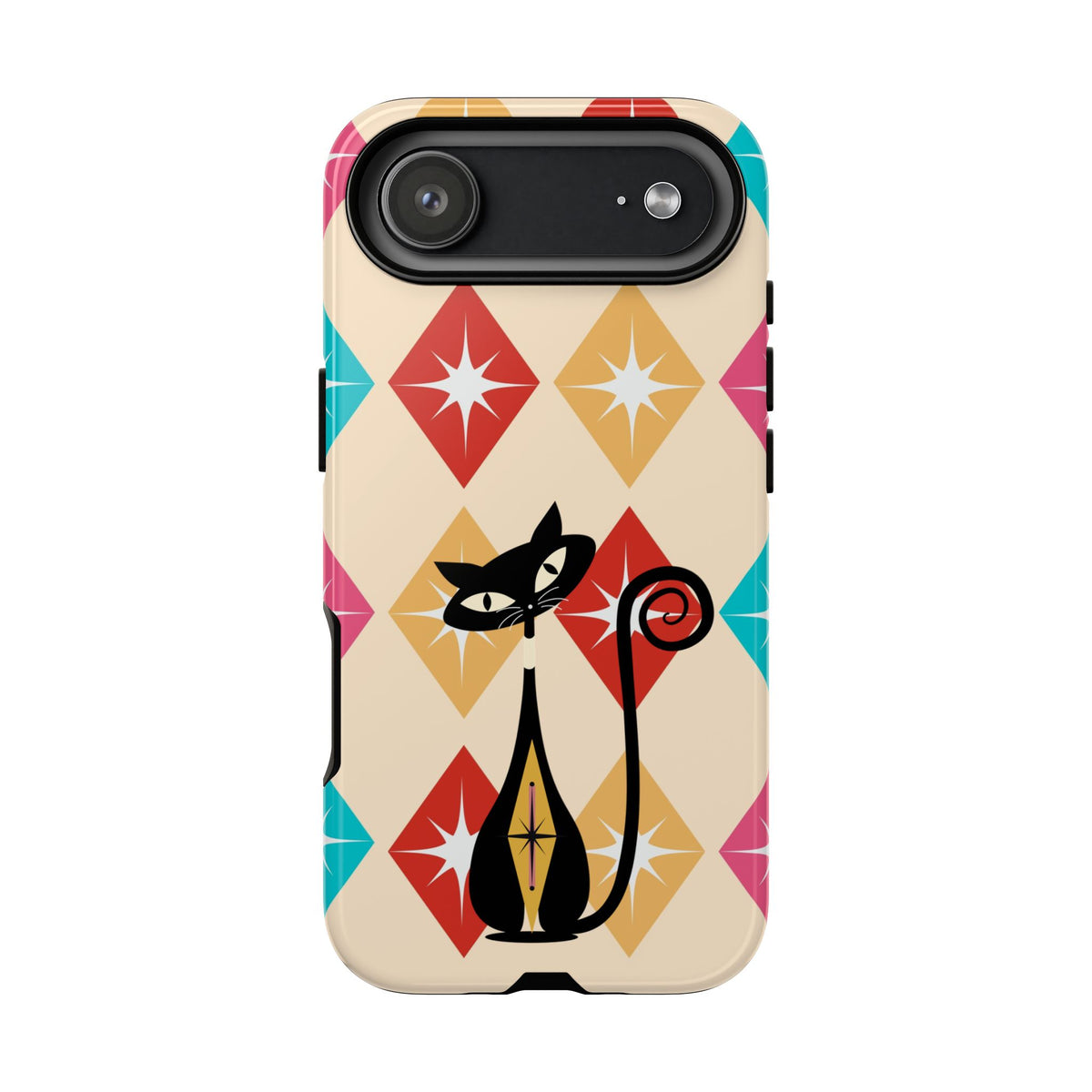 Mid Century Modern Atomic Cat, Atomic 50s Diamonds Retro Phone Tough Cases