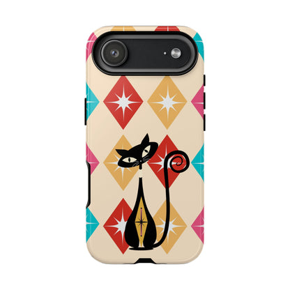 Mid Century Modern Atomic Cat, Atomic 50s Diamonds Retro Phone Tough Cases