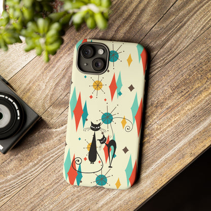 Atomic Kitty Cat, Mid Mod Franciscan Pattern, Kitsch Tough Phone Cases