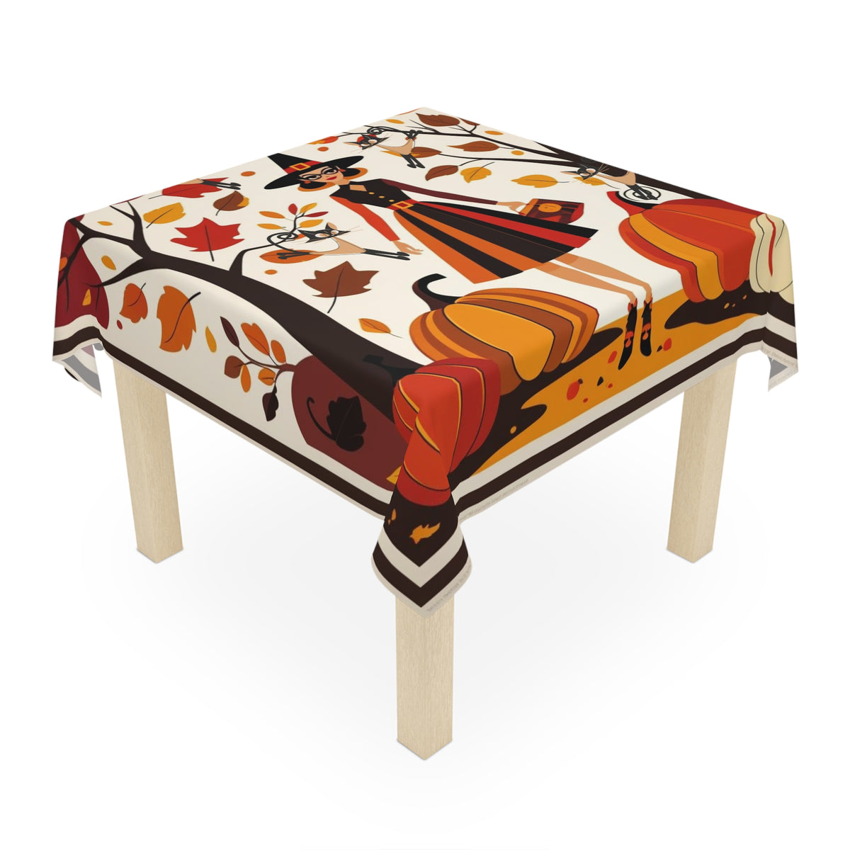 Mid Mod Gal Kitschy Quirky Flying Atomic Cats, Fall Halloween Seasonal Tablecloth - Mid Century Modern Gal