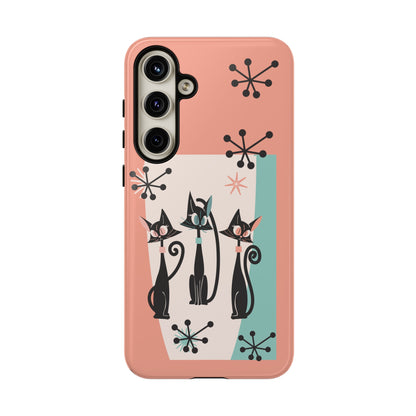 Atomic Cat Mid Mod Coral Aqua Blue Starburst Kitschy Fun Chic Samsung, Smart Phones Tough Cases