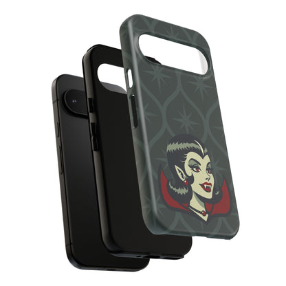 Vampire Dracula Girl Halloween Goth Horror Buff MCM Green Tough Phone Case
