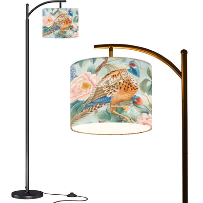 Chinoiserie Elegant Floral Pheasant Bird, Modern Floor Lamp With Remote