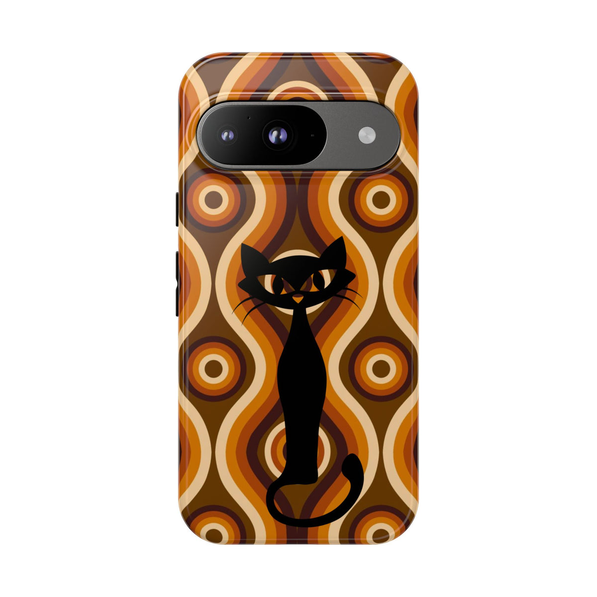 Retro Phone Case, Groovy Brown, Atomic Kitsch Cat Tough Smart Phone Cases