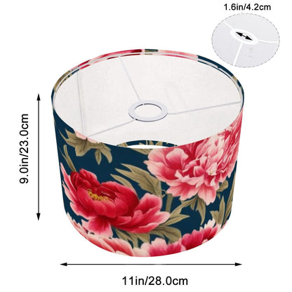 Chinoiserie Royal Blue Pink, Red Roses And Peony Floral Modern Lamp SHADE ONLY - For Arc Floor Lamps Only - Mid Century Modern Gal