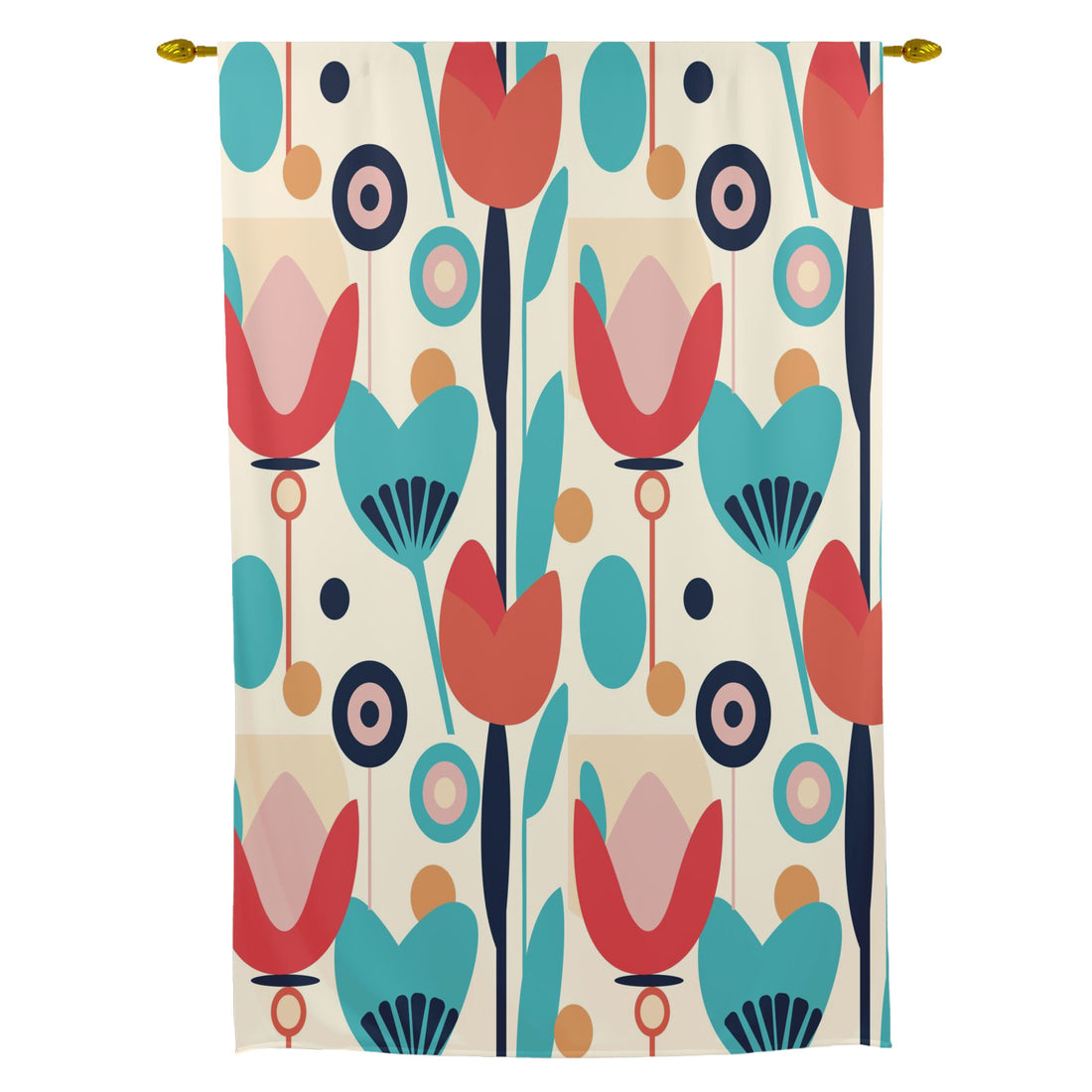 Scandinavian Flower Mid Mod Retro Tie Up Curtain - Mid Century Modern Gal