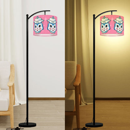 Mid Century Modern Kitschy Anthropomorphic Blue Cat with Floral Hat Lamp SHADE ONLY - For Arc Floor Lamps Only