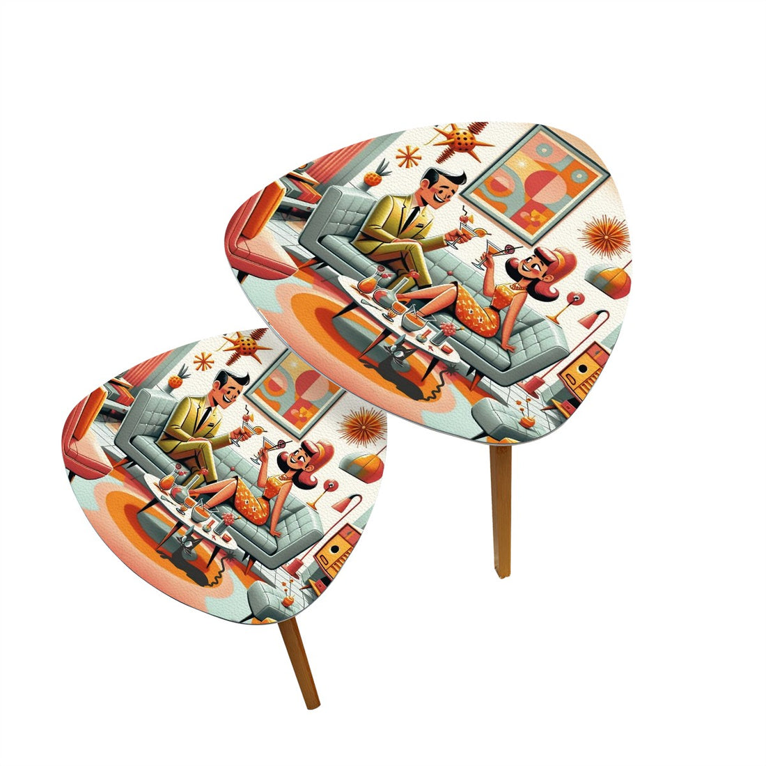 Retro Mod Mid Century Modern Nesting Tables With A Kitschy Fun Mod Design