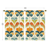 Scandinavian Flower Design, Orange, Green Blue Mid Century Modern Window Curtains (two panels) - Mid Century Modern Gal