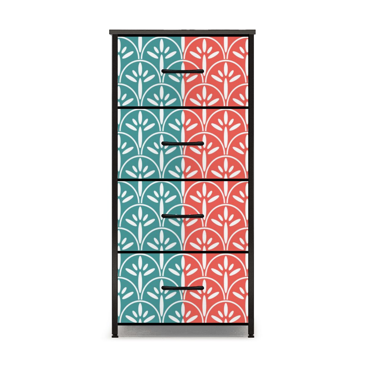 Art Deco Modern Aqua and Coral Stylish &amp; Functional 4-Drawer Dresser - Mid Century Modern Gal