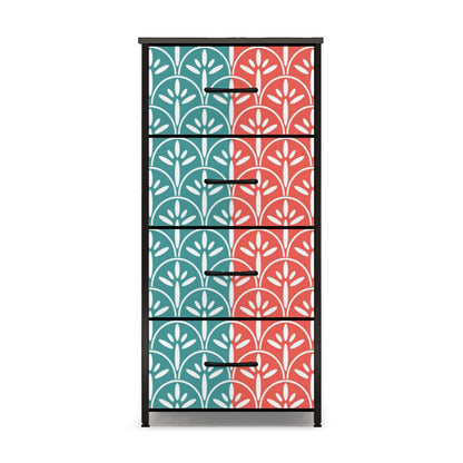 Art Deco Modern Aqua and Coral Stylish &amp; Functional 4-Drawer Dresser - Mid Century Modern Gal