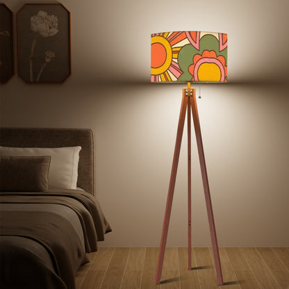 Retro 70s Groovy Sunburst, Mid Century Modern Tripod Floor Lamp - Mid Century Modern Gal