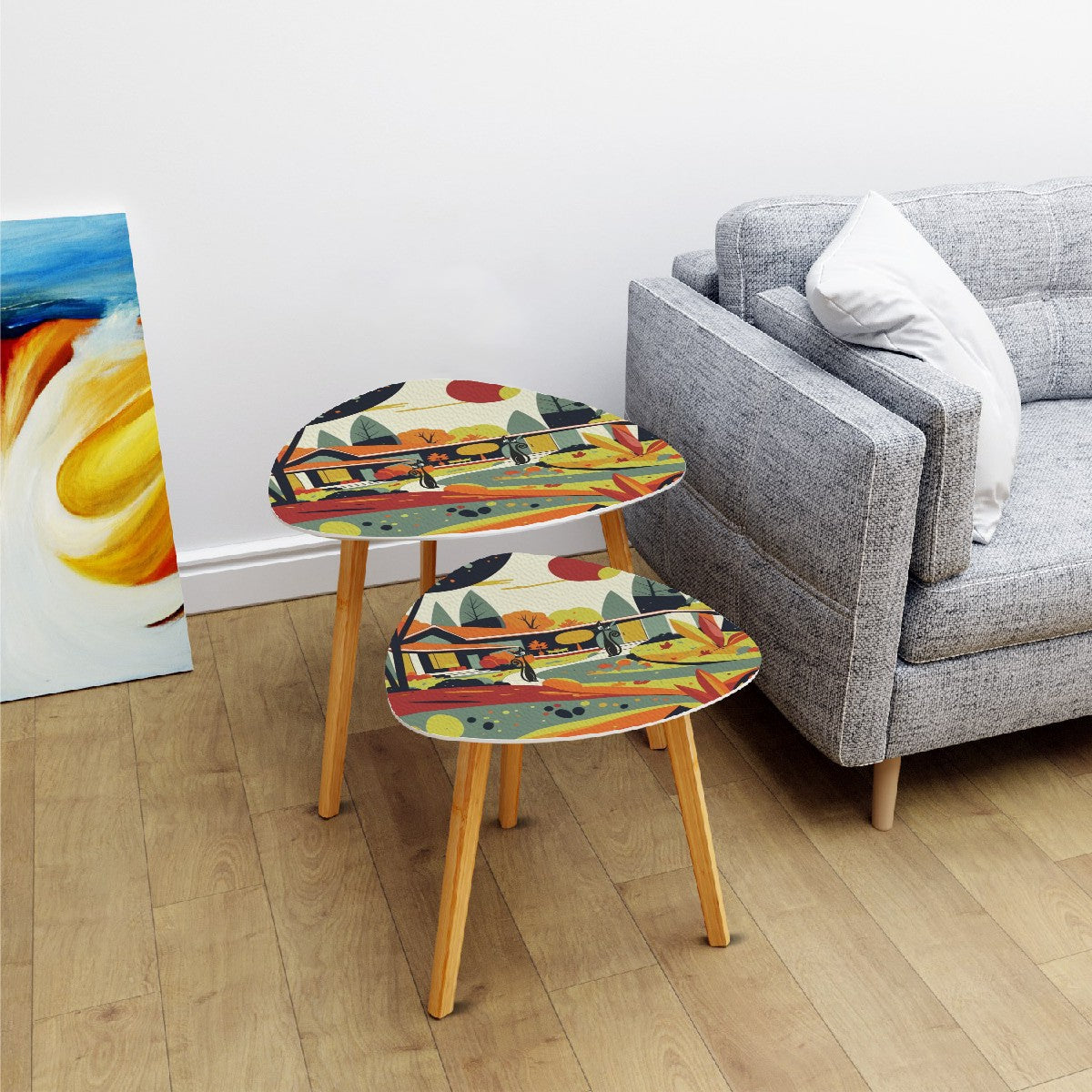 Mid Century Modern Scandinavian Fall Seasonal Mod Nesting Tables - Mid Century Modern Gal