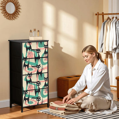Atomic Cat Mid Century Modern Starburst Retro Kitsch 4-Drawer Dresser - Mid Century Modern Gal