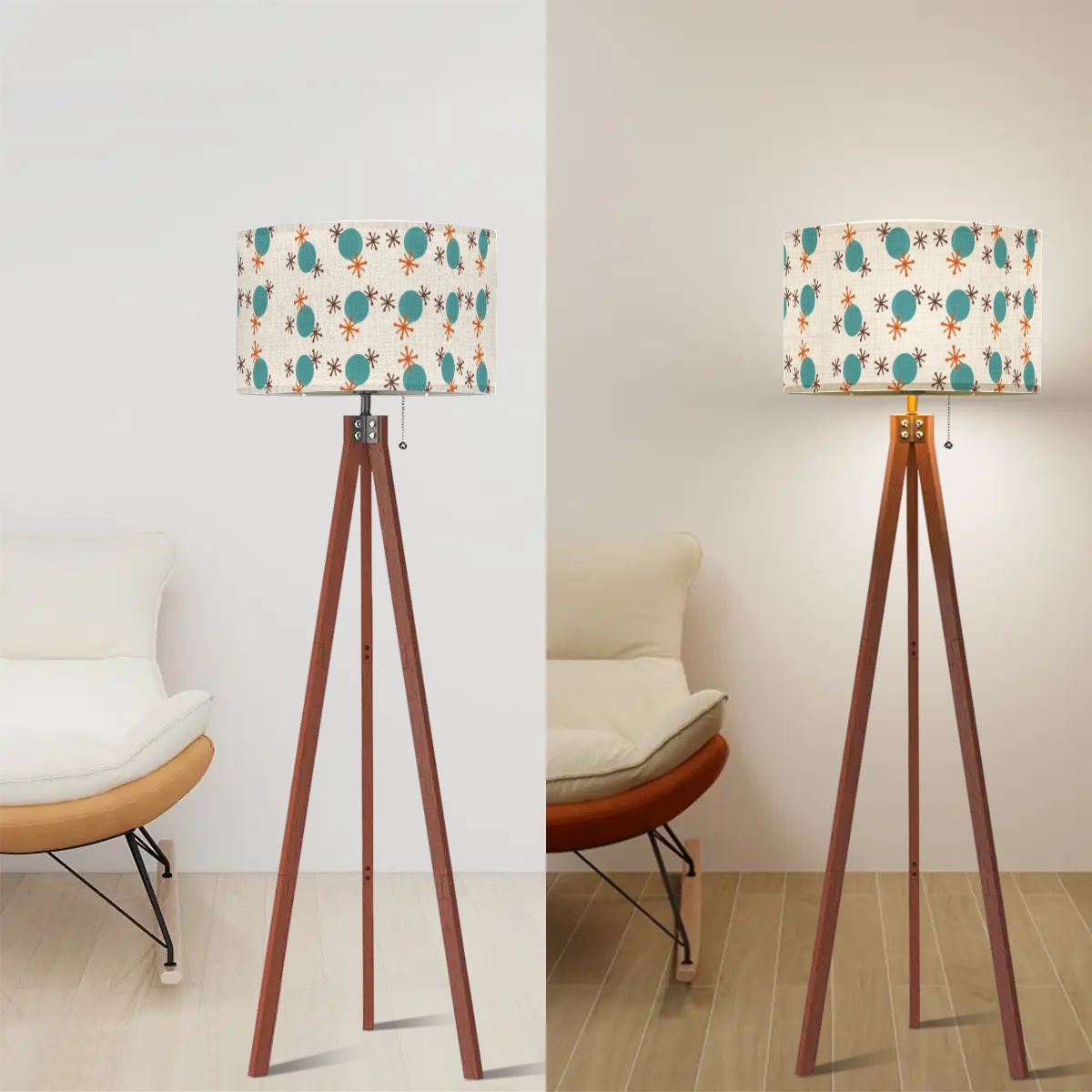 Mid Century Modern Retro Jacks, Kitschy Mod Tripod Floor Lamp - Mid Century Modern Gal
