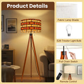 Retro Floor Tripod Lamp, Geometric Designed Orange, Yellow Brown Mid ModTripod Floor - Mid Century Modern Gal