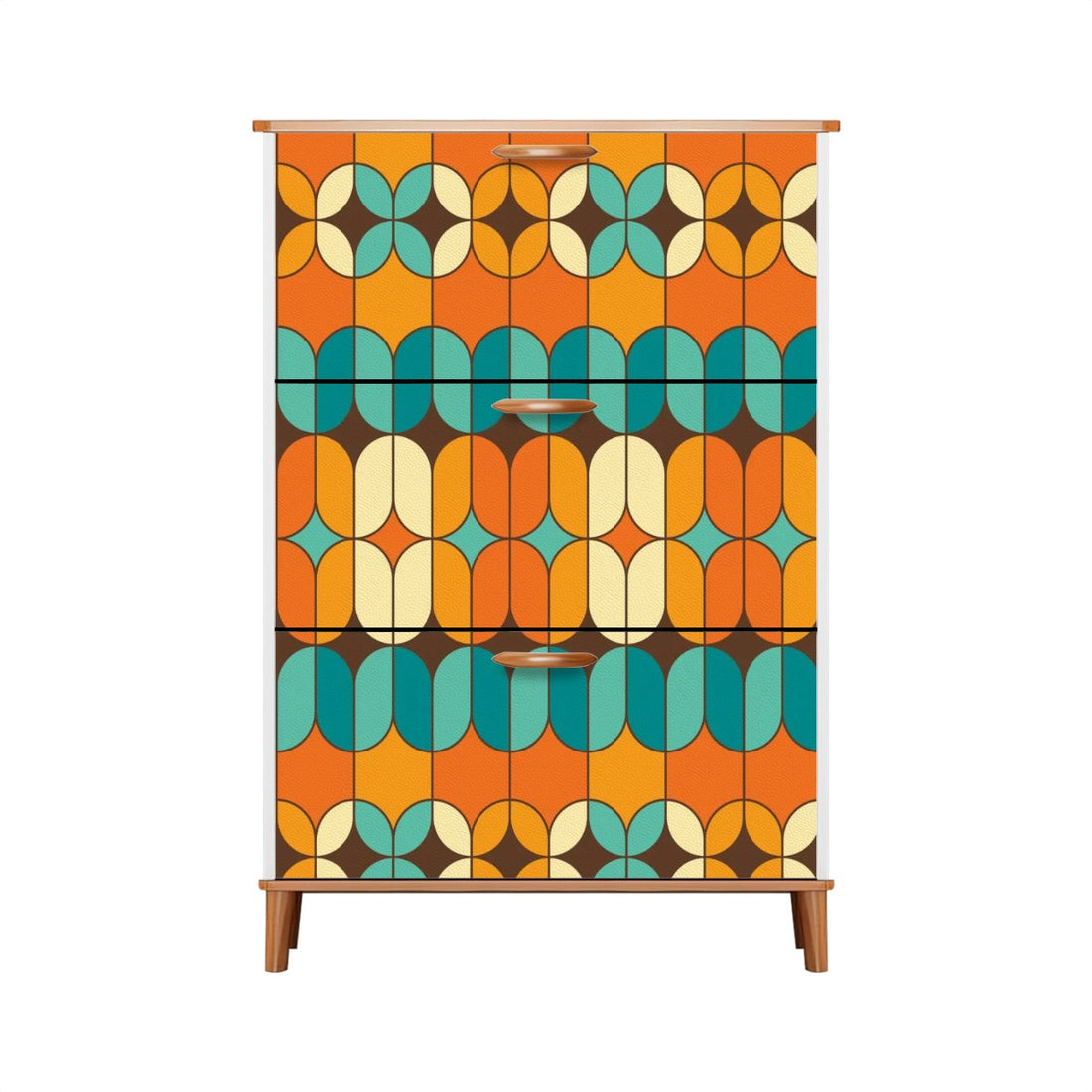 Mid Century Modern Shoe Cabinet, Shoe Storage, Bold Orange And Teal Cabinet - Mid Century Modern Gal