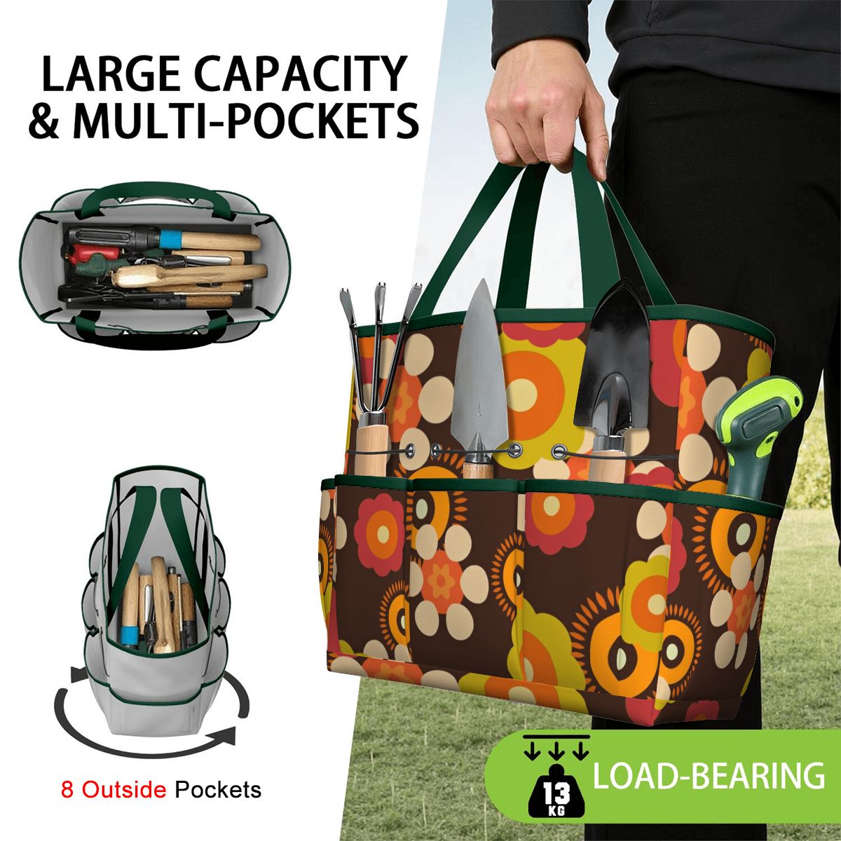 Retro Flower Power 70s Garden Tool Bag