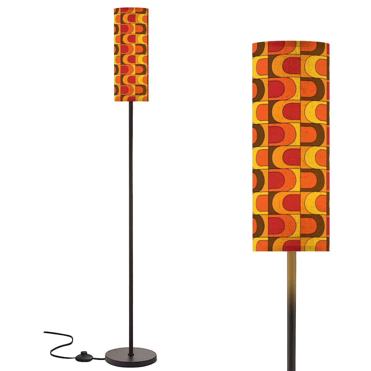 Retro 70s Torchiere Floor Lamp, Orange Yellow, Brown Red, Groovy Mod Torchiere Lamp - Mid Century Modern Gal