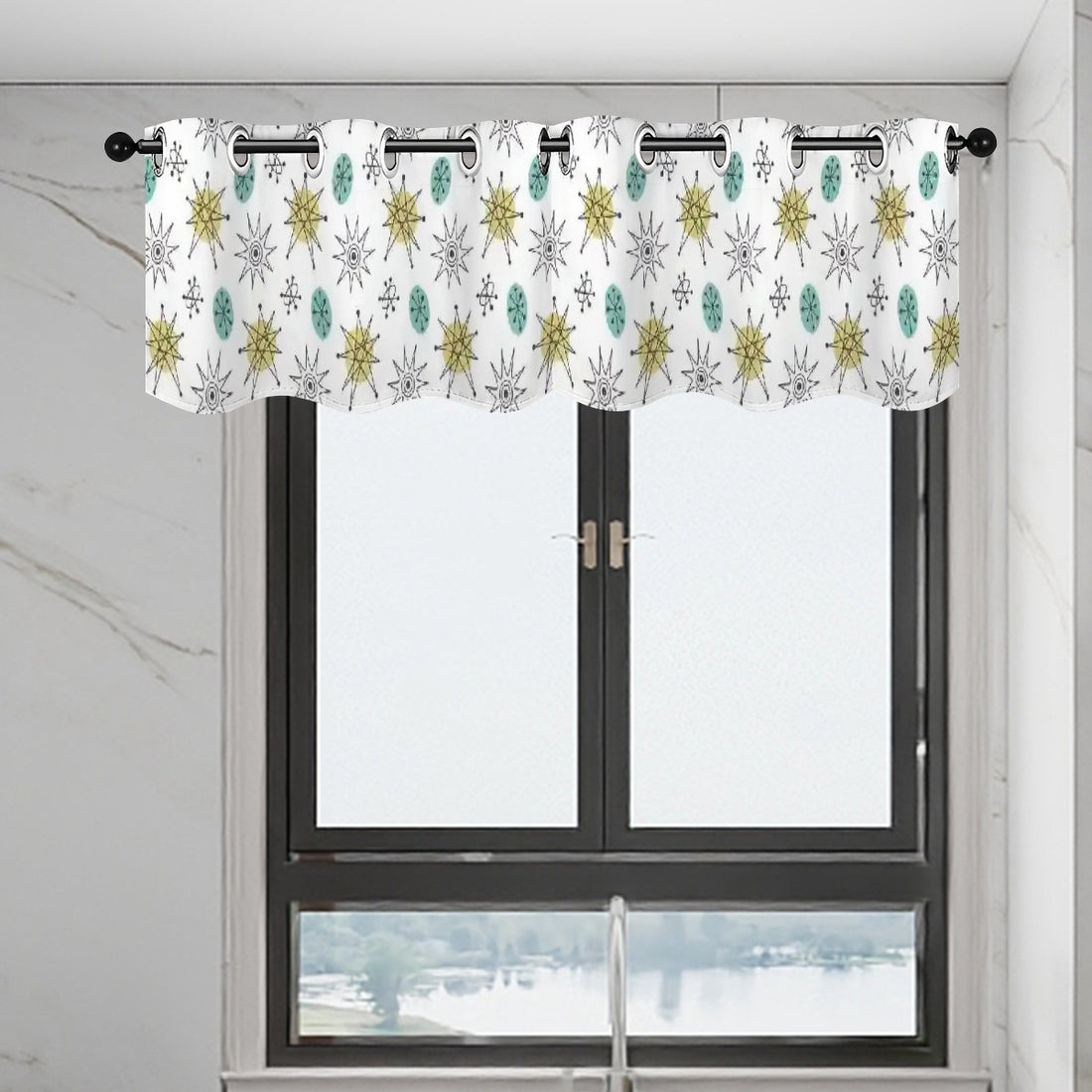 Franciscan Starburst Atomic 50s Kitschy Retro Valance Curtains - Mid Century Modern Gal
