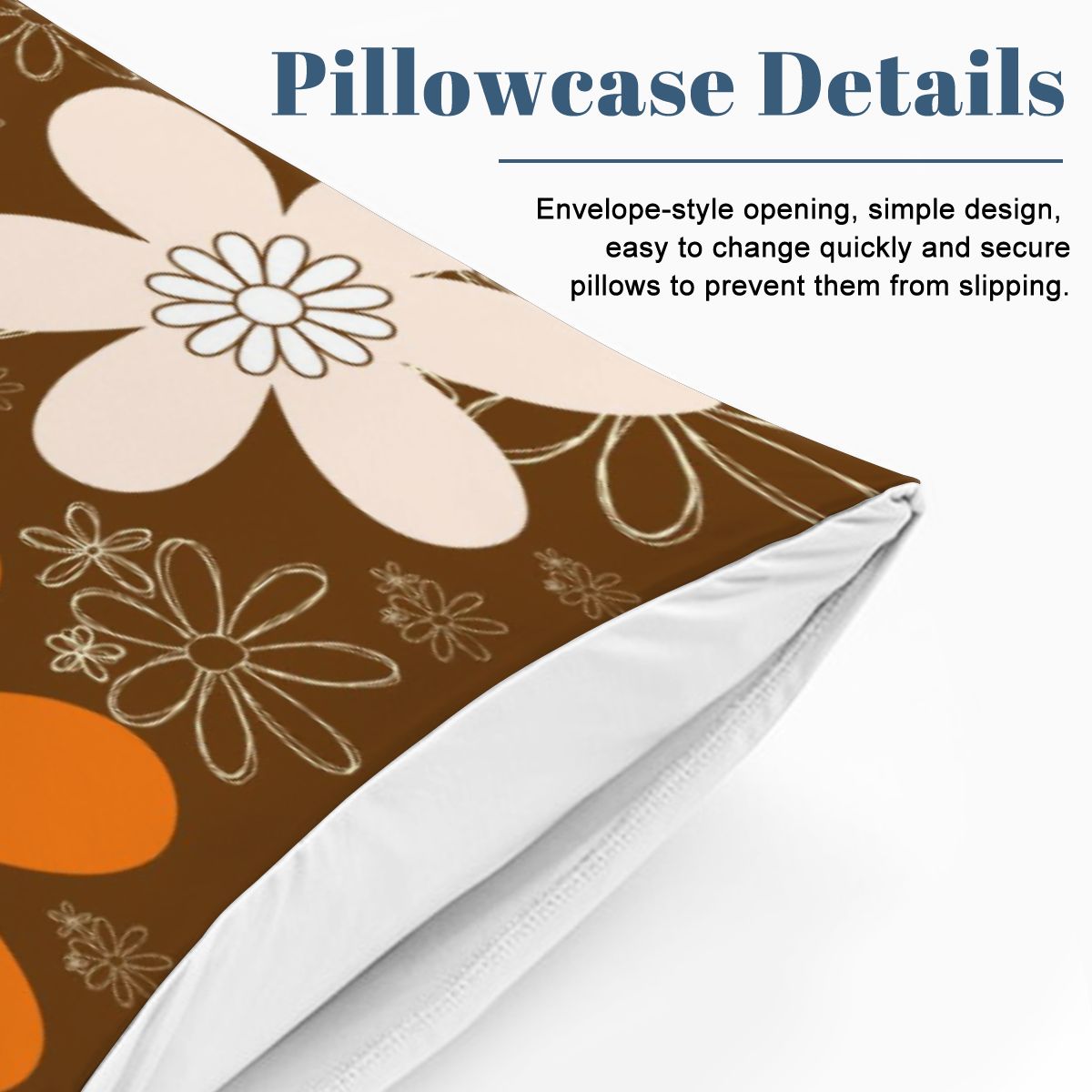70s Groovy Retro Flower Mod Daisy Brown, Orange Pink Teal Mid Mod Queen Duvet Cover Set - Mid Century Modern Gal