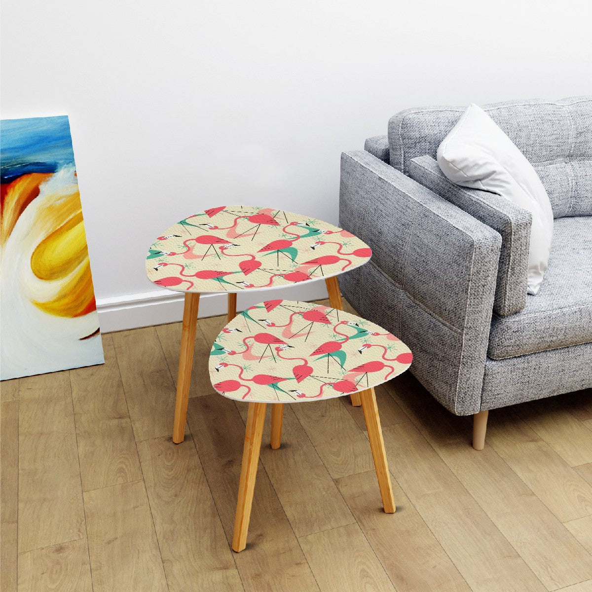 Retro Flamingo, Kitschy Quirky Palm Springs California Mid Century Modern Nesting Tables - Mid Century Modern Gal