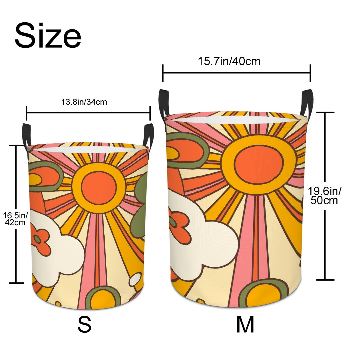 Retro Ray Of Sunshine Groovy 70s Mid Mod Circular Laundry Basket - Mid Century Modern Gal
