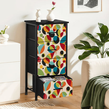 Retro Groovy Orb Abstract Designed Mid Century Modern 4-Drawer Dresser - Mid Century Modern Gal